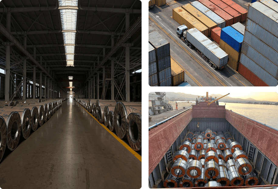 Coils, Container Yard and Bulk Carrier Photo